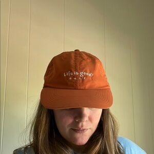 Life Is Good Golf Orange Casual Vacation Beach Summer Outdoor Cap OS